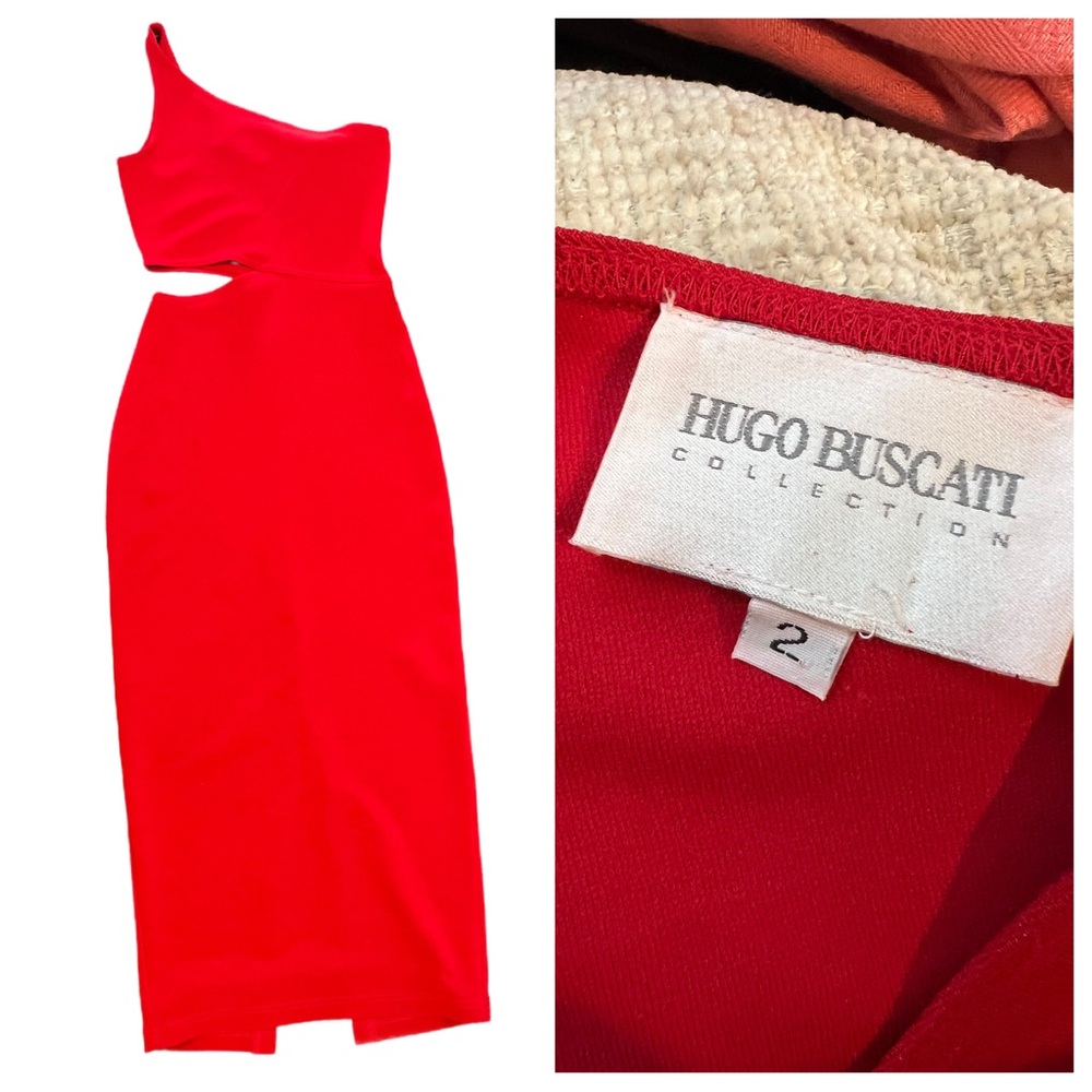 Hugo Buscati Red One-Shoulder Dress